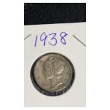 1938 mercury silver dime