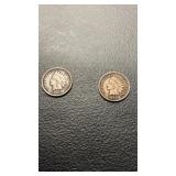 1907 and 1905 Indian head one cent coins