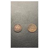 1900 and 1882 Indian head one cent coins