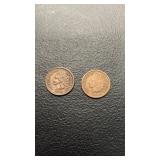 1881 and 1904 Indian head one cent coins