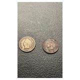 1891 and 1900 Indian head one cent coins