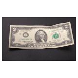 1976 $2 Bill ser#J24688723A.  Has some bends