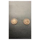 1906 and 1889 Indian head one cent coin