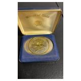 North American hunting club belt buckle gold