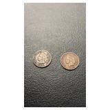 1892 and 1903 Indian head one cent coins