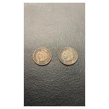 1906 and 1906 Indian head one cent coins