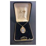 Yellow gold tone cameo necklace 24K electroplated