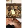 Box lot of five vintage lockes and key