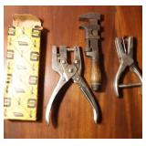 Vintage Sargent Looseleaf Punch and Pipe Wrench,