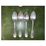 Four (4) Coin Silver Soup Spoons