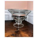 Vintage Clear Blown Glass Compote