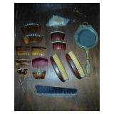 Vintage Hair Combs Brushes and Mirror