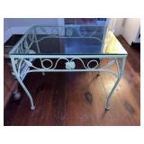 Vtg Meadowcraft-Style Wrought Iron Glass Top Table