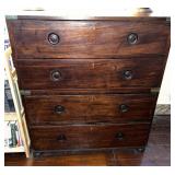 19th C.Teak Two-Section Campaign Chest w/ Brass