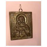 19th C. Russian Brass Amulet "Mother of God"