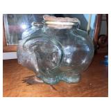 Vintage Large Elephant Green Glass Cookie Jar