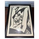 C 1913 Woodcut - MadChenKopf by Erich HECKEL