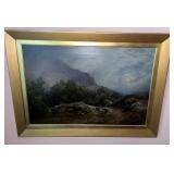 19th C. Oil on Canvas Mountain Scene