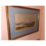 C 1876 Watercolor Titled "Antibes", Signed