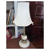 Vintage Alabaster & Brass Table Lamp - Round B