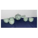 Vintage Japanese Kyusu Celedon Tea Set