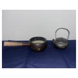 Vintage Japanese Metal Teapot & Cast Iron Ladle