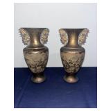 Pair of Vintage Oriental Brass Vases