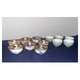 Collection of Japanese Kutani & Celedon Tea Cups