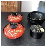 Vintage Japanese Lacquerware Bowls & Container