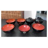 Vintage Japanese Lacquerware Bowls & Lids