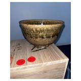 Vintage Japanese Hand Made Clay Tea Bowl w/ Box