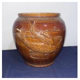 Vintage Japanese Slipware Planter w/ Koi