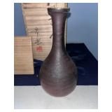 Vintage Japanese Bizen Ware Vase w/ Box