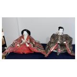 Vtg. Japanese Hina Emperor & Empress Dolls