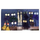 Vtg Agate & Porcelain Hanging Scroll Weights