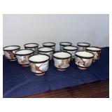 Vintage Japanese Kutani Porcelain Tea Cups - 12