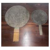C. 1890 Japanese Bronze Kagami Hand Mirrors