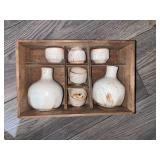 Vintage Japanese Shino-Yaki Sake Cup Set w/ Box