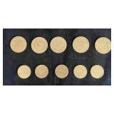 C 1797 & 1788 George III Spade Brass Guinea (10)