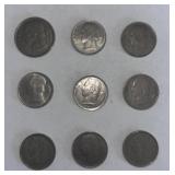 Collection of Belgium 1 Francs 1952-75 (9)
