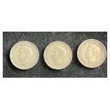 C 1938-44 United Kingdom 6 Pence Coins (3)