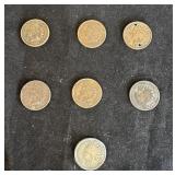 C 1862-1907 US Indian Head 1 Cent Coins (7)