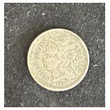 C 1865 US Three Cent Nickel Coin