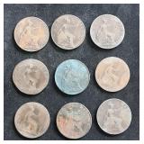 C 1879-1900 United Kingdom Bronze Pennies