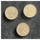 C 1983-84 United Kingdom 1 Pound Coins (3)