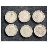 C 1926-33 United Kingdom Six Pence Coins (6)