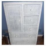 Vintage Watkins Style Wicker 5-Drawer Armoire