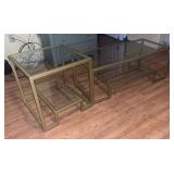 Vintage Ailer Glass Top Coffee Table & End Table