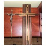 Teak Wood & Brass Crucifix