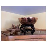Decorative Copper Mercery Bowl w/ Redwood Stand